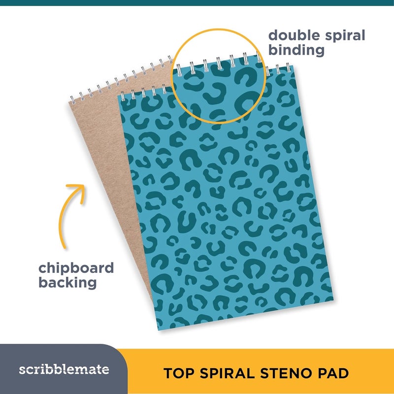 ScribbleMate Steno Pads Spiral 6x9 Assorted Colors Notebooks for Work, 80 Sheets Top Spiral Notepad Stenographer Steno Books (6 Pack, Bold Colors) - Image 3